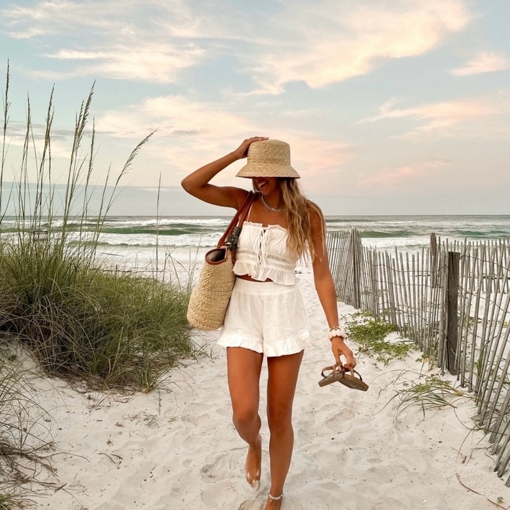 Stitch & Feather White Ruffled Women's Two Piece Set - Picture 6 of 6